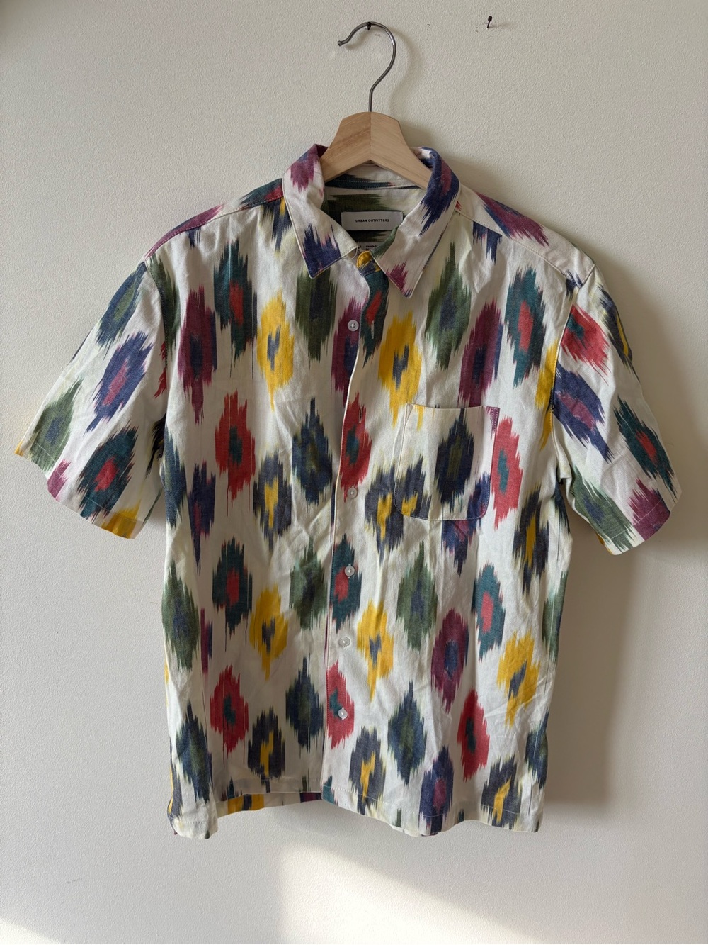 Urban Outfitters Multicolor Ikat Short-Sleeve Button-Down Shirt